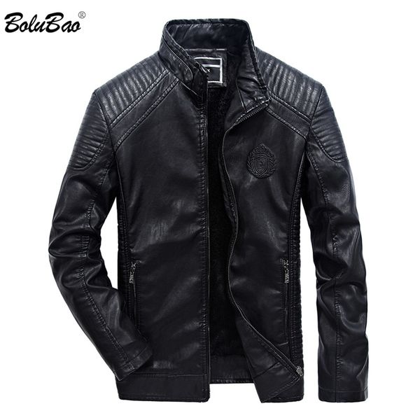 

bolubao brand jacket men 2021 winter motorcycle men's leather coats male bomber jackets outerwear, Black