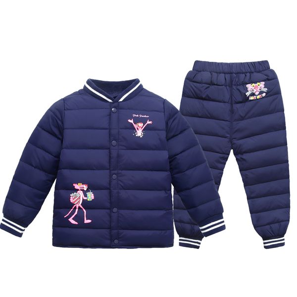 

children's jacket inner liner boy girl baby thickened winter warm white duck down two piece set, Blue;gray