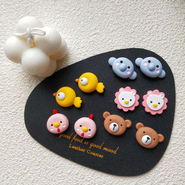 

stud sncsdk 2021 creative fun chubby animal elephant bird cute student lion pink blue eear clip women's earrings fashion jewelry, Golden;silver