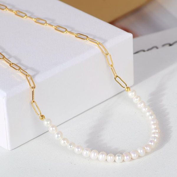 

four seasons universal stitching chain natural freshwater pearl imitation pearl two types can be transferred necklace, Silver