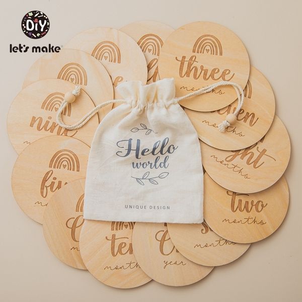 

let's make /set 1-12 month handmade baby milestone card vintage pgraphy props wooden rainbow age cards newborn p lj201105