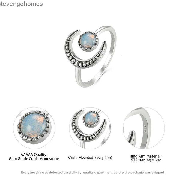 

moonstone fashion new creative color star moon lady's tail ring, Silver