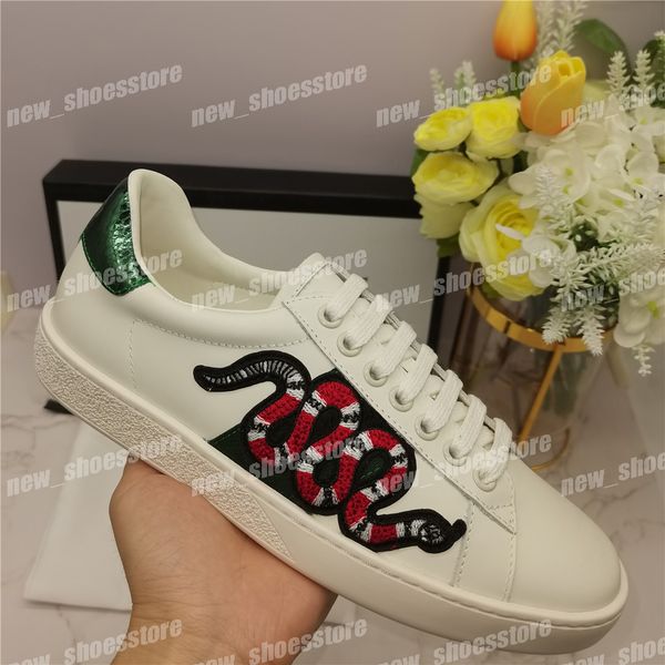 

womens mens casual shoes sneakers leather ace bee snake embroidery platform stripes training walking sneaker chaussures eur 35-45, Black