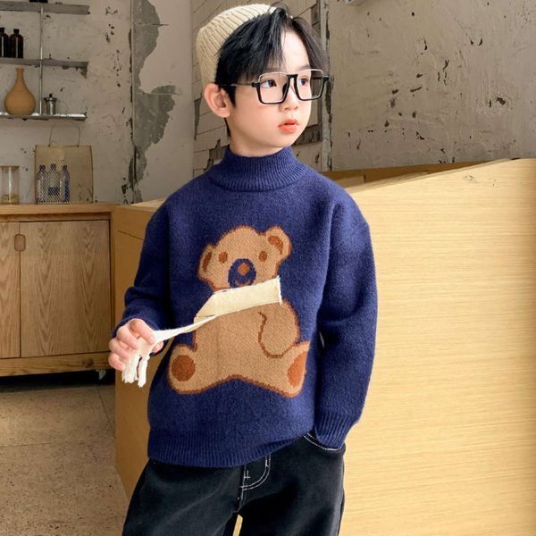 

pullover 2020 new autumn and sweater plush thickened middle school children's winter boys' top, Blue