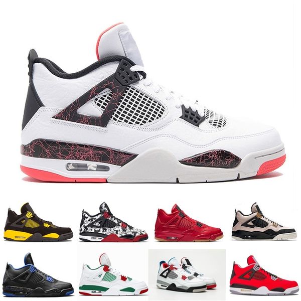 

4 4s basketball shoes for men thunder black pizzeria green metallic mens discount outdoor breathable sneakers sports shoes 40-47, White;red
