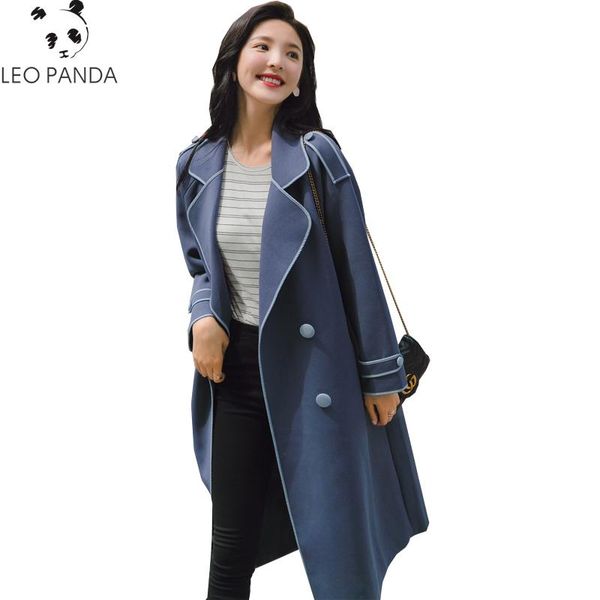 

women's trench coats spring autumn women sashes pockets double breasted v-neck dust coat female loose casual fashion comfortable wind l, Tan;black