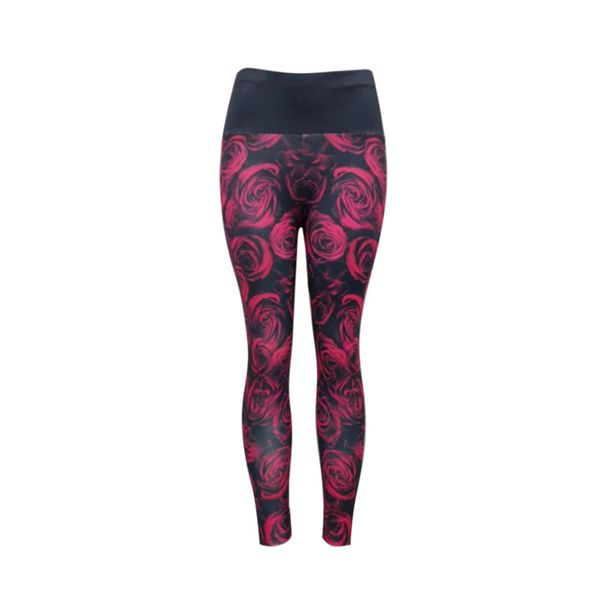 

yoga pants sell well on europe and america red rose digital print yoga tight capris women's hip high waist leggings, Black;white