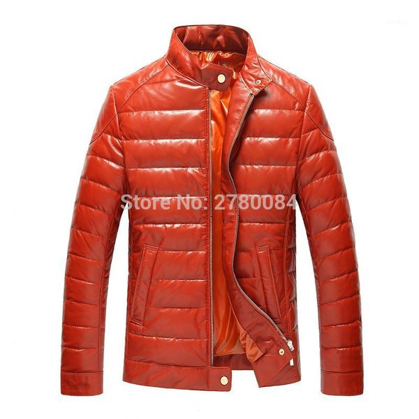 

factory thin duck down coat real leather clothing male sheepskin genuine leather suit all-match stand collar jackets men's1, Black