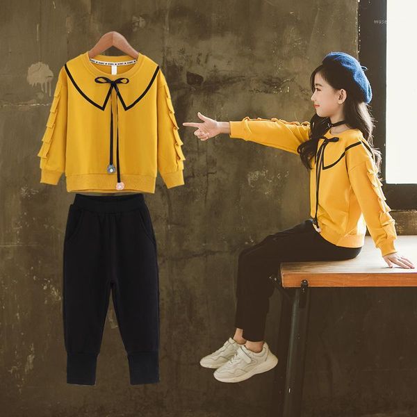 

clothing sets 2021 girls kids long sleeve shirts + pants suits autumn winter children baby girl clothes 5 6 7 8 9 10 12 years1, White