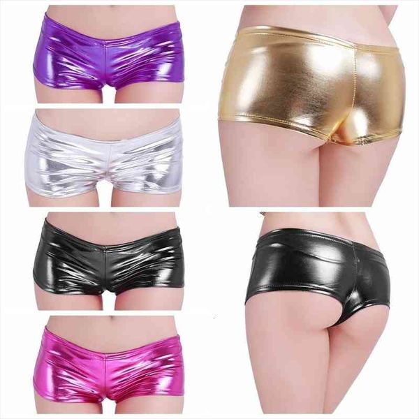 

women shiny metallic patent leather boy shorts boxer female night club party hipster boyshorts, White;black