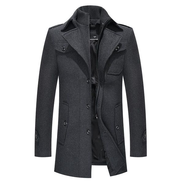

men's wool & blends 2021 winter thick good quality coat man, Black