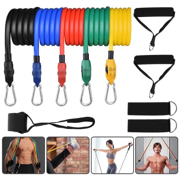 

11pcs fitness bands resistance bands set resistance gym equipment exercise pull rope fitness elastic training expander