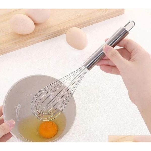 

8" 10" 12" stainless steel egg beater hand whisk mixer balloon wire whisk for blending whisking beating stir jllghf dh_garden