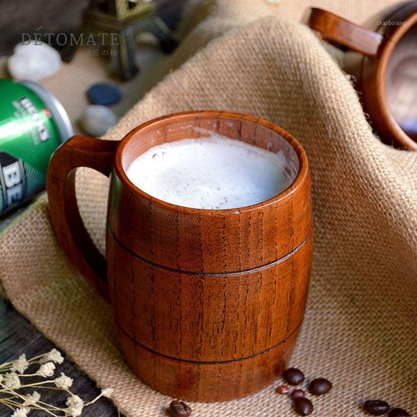 

retro handle cup single wooden whole body wooden beer mug milk cup coffee1