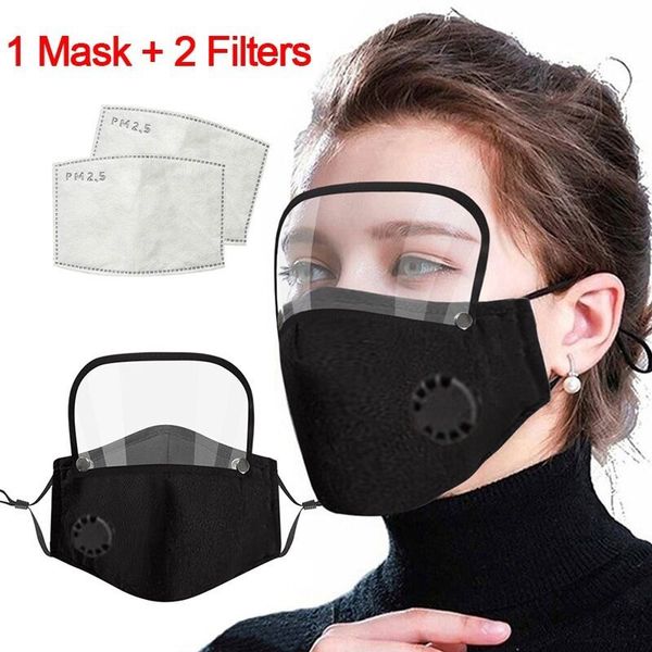 

factory in 1 valve mask removable eye dustproof washable full protective face shield designer masks with 2 filters ewc30