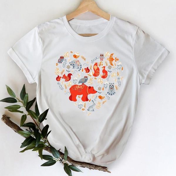 

t-shirts for women 2021 cartoon bear casual fashion spring summer printing lady print graphic tshirt female tee t-shirt, White