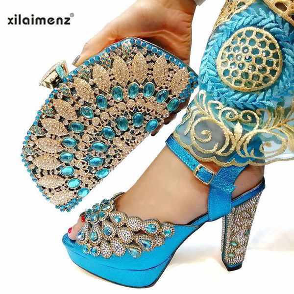 

special arrivals nigerian women shoes and bags to match set decorated with rhinestone italian wedding party shoes and bag sets1, Black