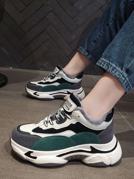 

dadai women 2020 new autumn / winter plush ins fashion korean version versatile thick bottom muffin warm casual sports shoes, Black