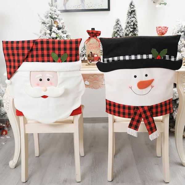 

chair covers 1pc christmas cover decor plaid cloth couple (red)