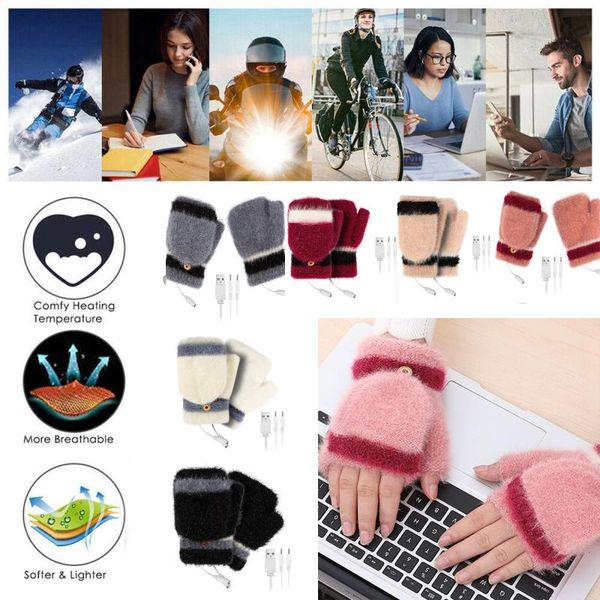 

женщины мужчины usb powered generaled перчатки с подогревами моющиеся трикотажные полосы компьютерные кабриолеты урезанные рука, Blue;gray