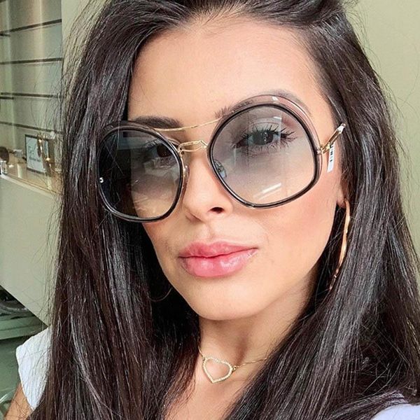 

sunglasses trendy clear round women fashion brand retro irregular circle female blue shades uv400, White;black