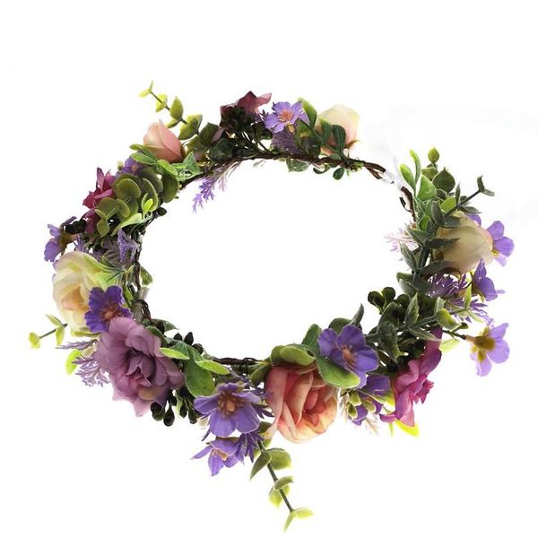 

12 pcs ldyllic floral flower crown festival headband women hair accessories bridesmaid girl floral garland wedding qylzsa