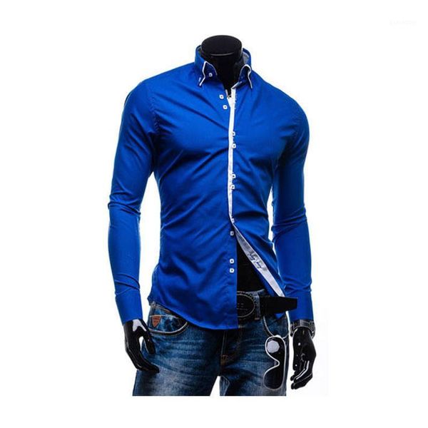 

2020 men's casual shirt fahion brand clothing slim shirt men's long sleeve wite men soiag big size -xxxl 201, White;black