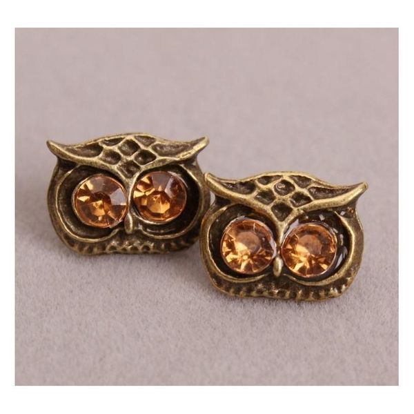 

exquisite retro diamond crystal earrings wholesale earrings owl eyes jewelry manufacturers owl earring stud whole sqcrdh beauty888, Golden;silver
