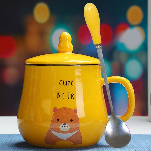 

360ml cute cartoon cat dog ceramics coffee mug with lid animal mugs creative drinkware coffee cups novelty gifts milk cup