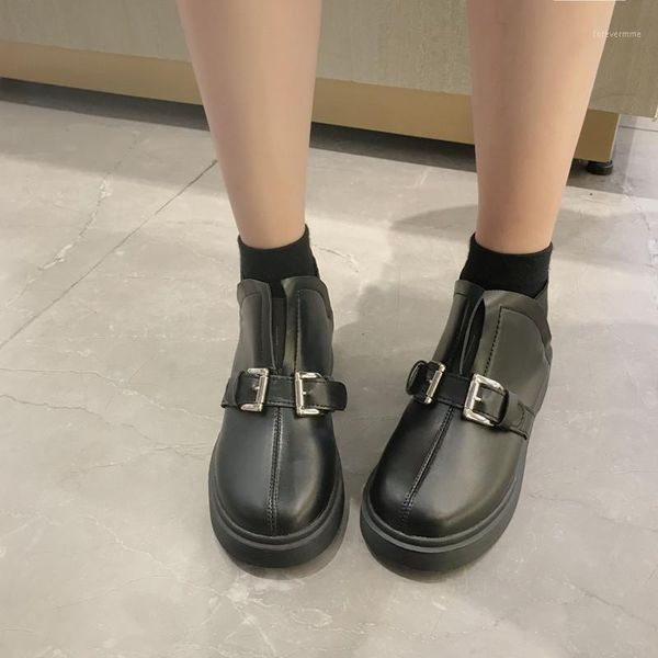 

boots handsome black female 2021 british wind wild flat short boots1
