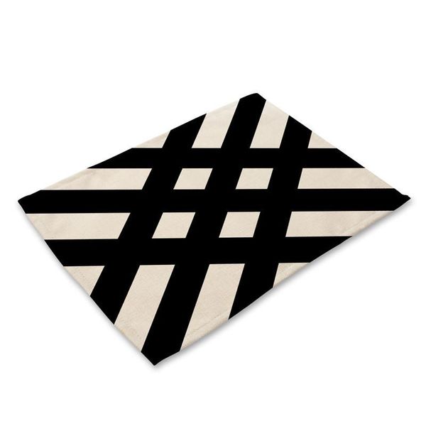 

1 шт. черный белый геометрический узор placemat обеденный стол коврик из хлопчатобумажных промахов подставки для питья 4232 см кухонные аксе