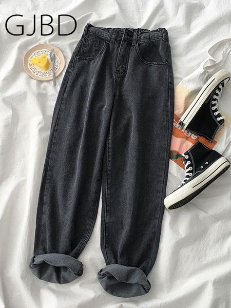 

gjbd indie women's jeans 2021 spring new y2k streetwear high waist trouser retro classic all match baggy straight pants for, Blue