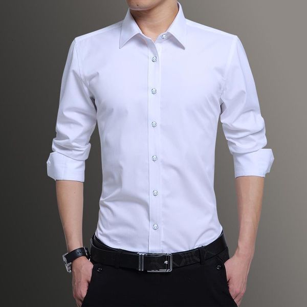 

an20202020 new shirt business long sleeve lining youth leisure seven point solid color slim trend men's wear, White;black