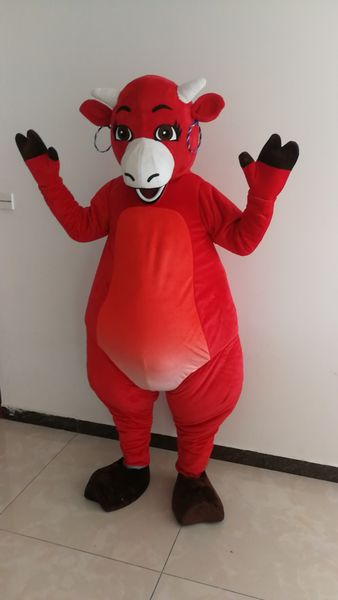 

red cow cattle mascot costume for party cartoon character mascot costumes for sale support customization, Red;yellow
