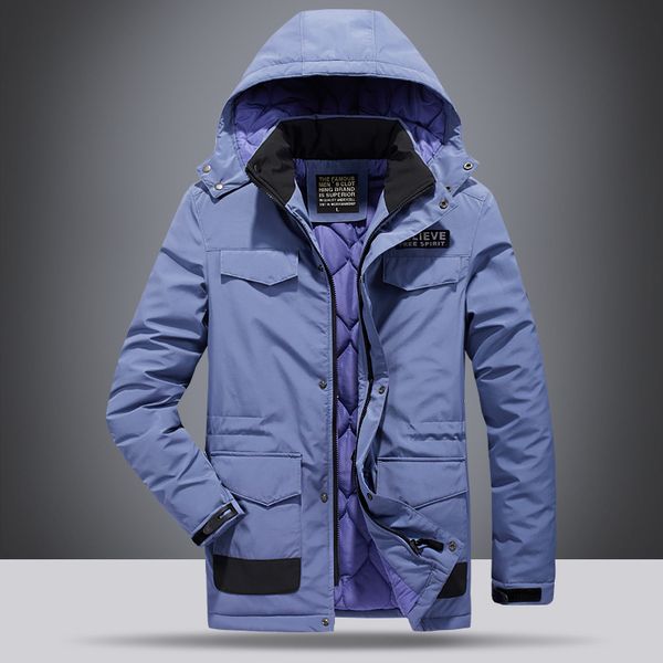 

outono ao ar livre algodo acolchoado outwear bluso capuz casaco masculino jaqueta branca com multi-bolsos, Black