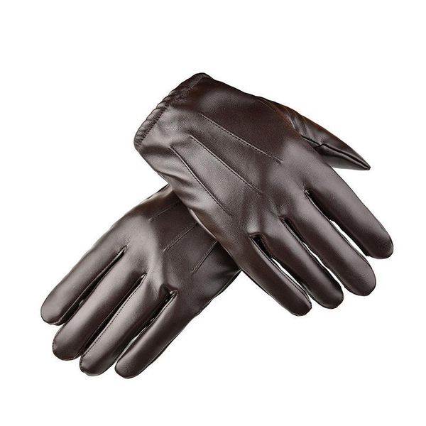 

winter men black leather gloves anti-skid touch screen outdoor driving warm windproof waterproof motorcycle drivin jlltud