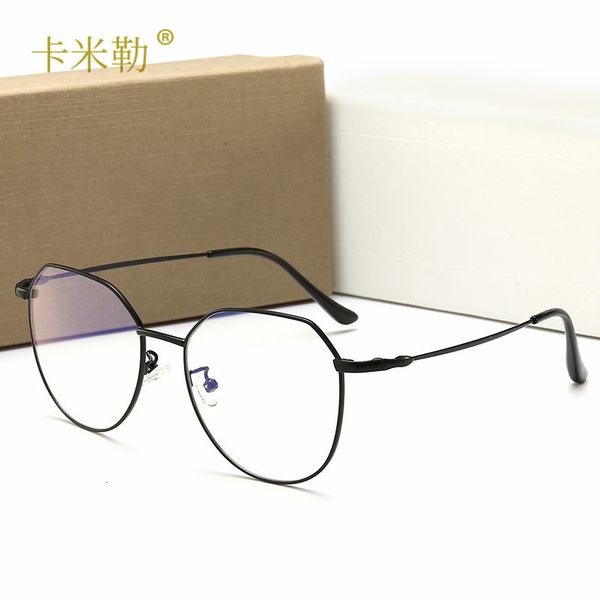 

new men's and women's flat lens fashion round frame anti blue light glasses frame mirror 9038 kml-designer, White;black
