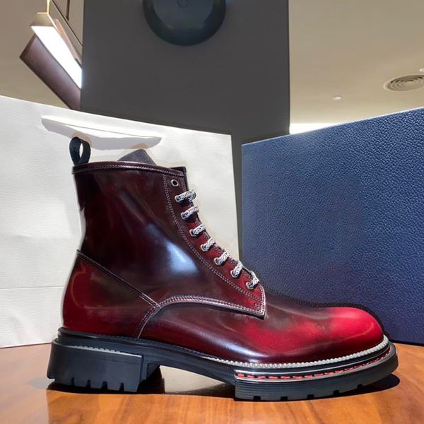 

luxurys mens martin boots black suede calfskin men shoes offical business dress boots lace-up rubble bottom designers shoes with box eu45