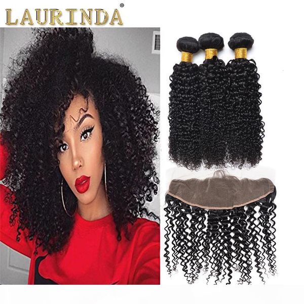 

8a curly hair with lace frontal closure 3pcs lot ear to ear lace frontal with baby hair and human hair bundles, Black;brown