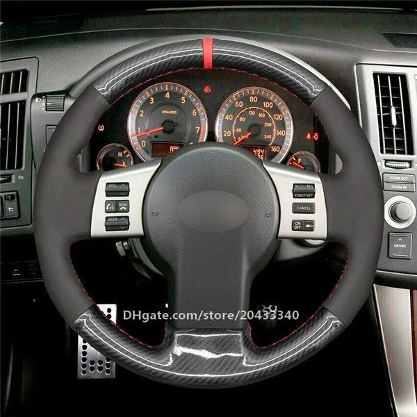 

black suede pu carbon fiber car steering wheel cover for infiniti fx fx35 fx45