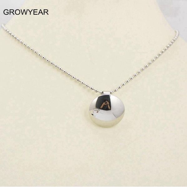 

pendant necklaces wholesale 3d shiny polished silver color round necklace women jewellry 1pcs