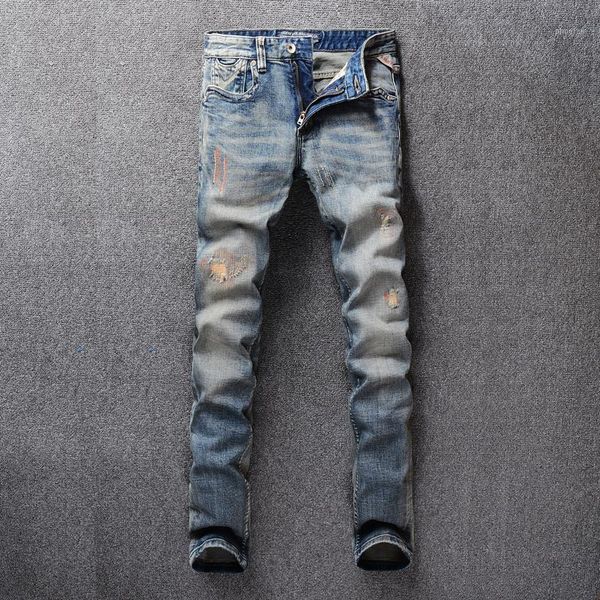 

shabiqi jeans men classic mens jeans blue color cotton ripped hole for men brand designer biker jean long pants1