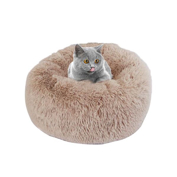 

long plush super soft pet bed kennel dog round cat winter warm sleeping bag puppy cushion mat portable cat supplies 50*50 cm