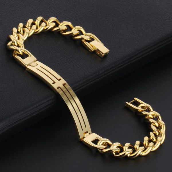 

gold color chain bracelet for men fashion stainless steel hollow cross link chain bracelet jewelry wholesale drop shipping sl012, Black