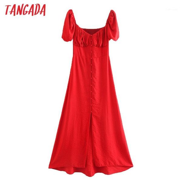 

tangada 2020 fashion women solid red cotton dress short sleeve strethy ladies elegant midi dress vestidos 3h5931, White;black