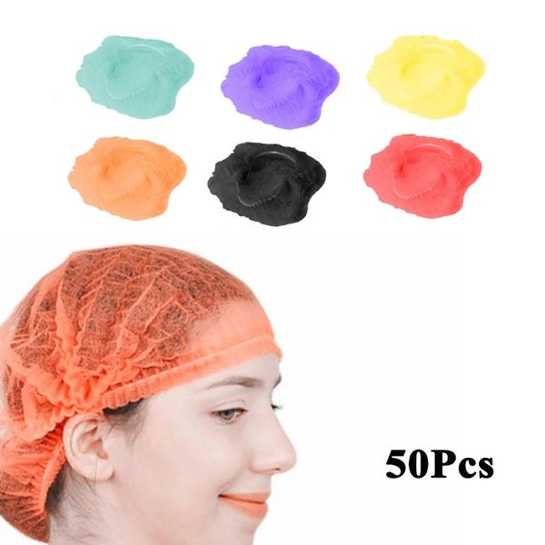 

50pcs Disposable Non-woven Hair Shower Cap Bath Caps Makeup Hat Spa Hair Salon Beauty Accessories Cooking Protection