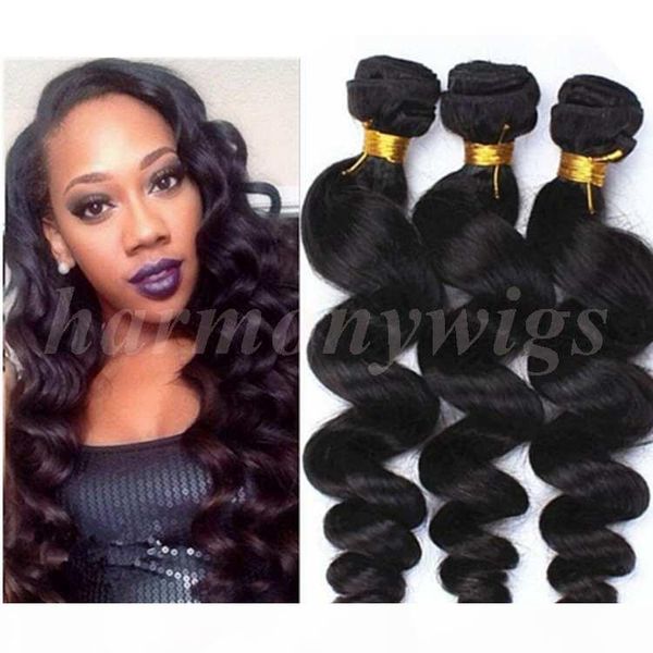 

virgin mongolian hair weaves human hair bundles loose wave wefts unprocessed 8-34inch peruvian indian mongolian virgin human hair extensions, Black
