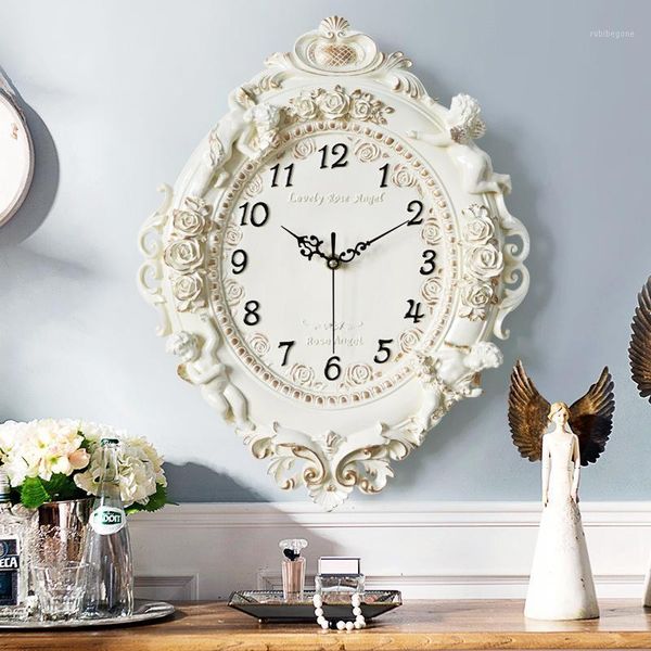 

wall clocks large clock vintage watch home decor accessories europe 3d angel statue style digital wedding decoration1