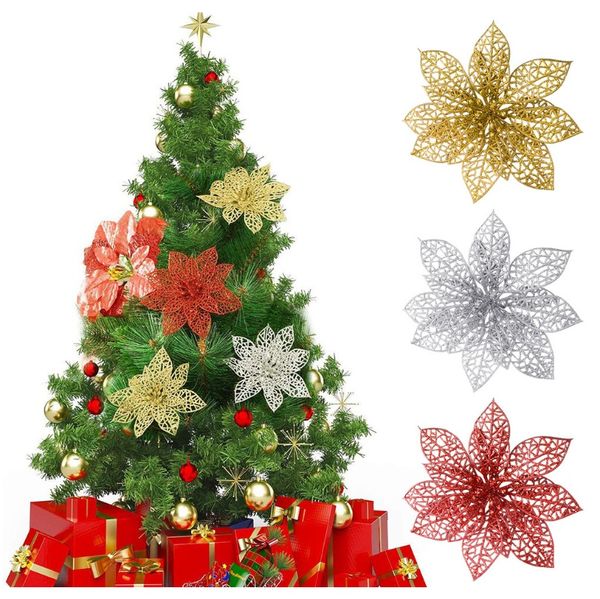 

10pcs christmas tree hanging flower christmas decoration hollow artificial flower holiday ornament 10pcs christmas h wmtksh
