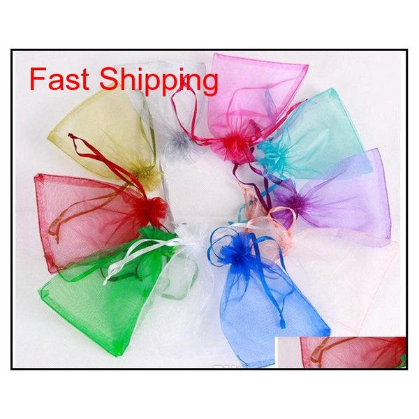 wholesale 7*9cm jewelry bags mixed organza jewelry wedding party favor xmas gift bags purple blue pink yellow bla jlleuy dayupshop, Pink;blue